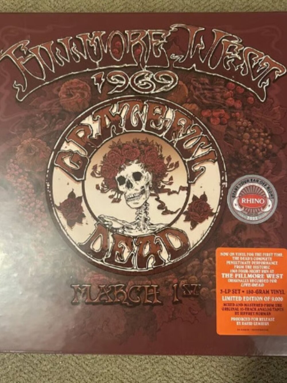 Grateful Dead Fillmore West 3/1/69 (3-LP) ~ Ltd Ed of 9,000 ~ 180g ~ New/Sealed!